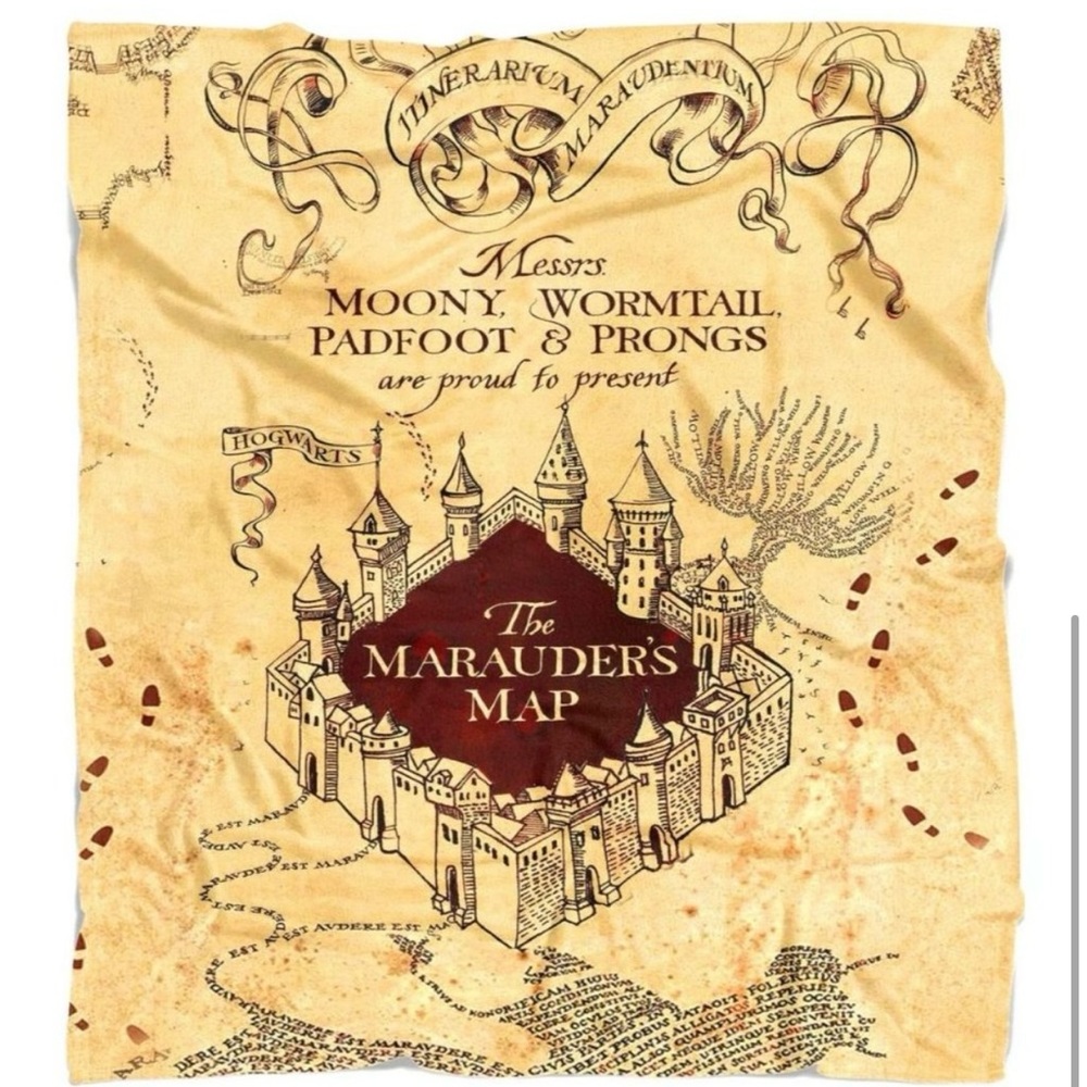 Harry Potter Marauders Map Throw Blanket NWT